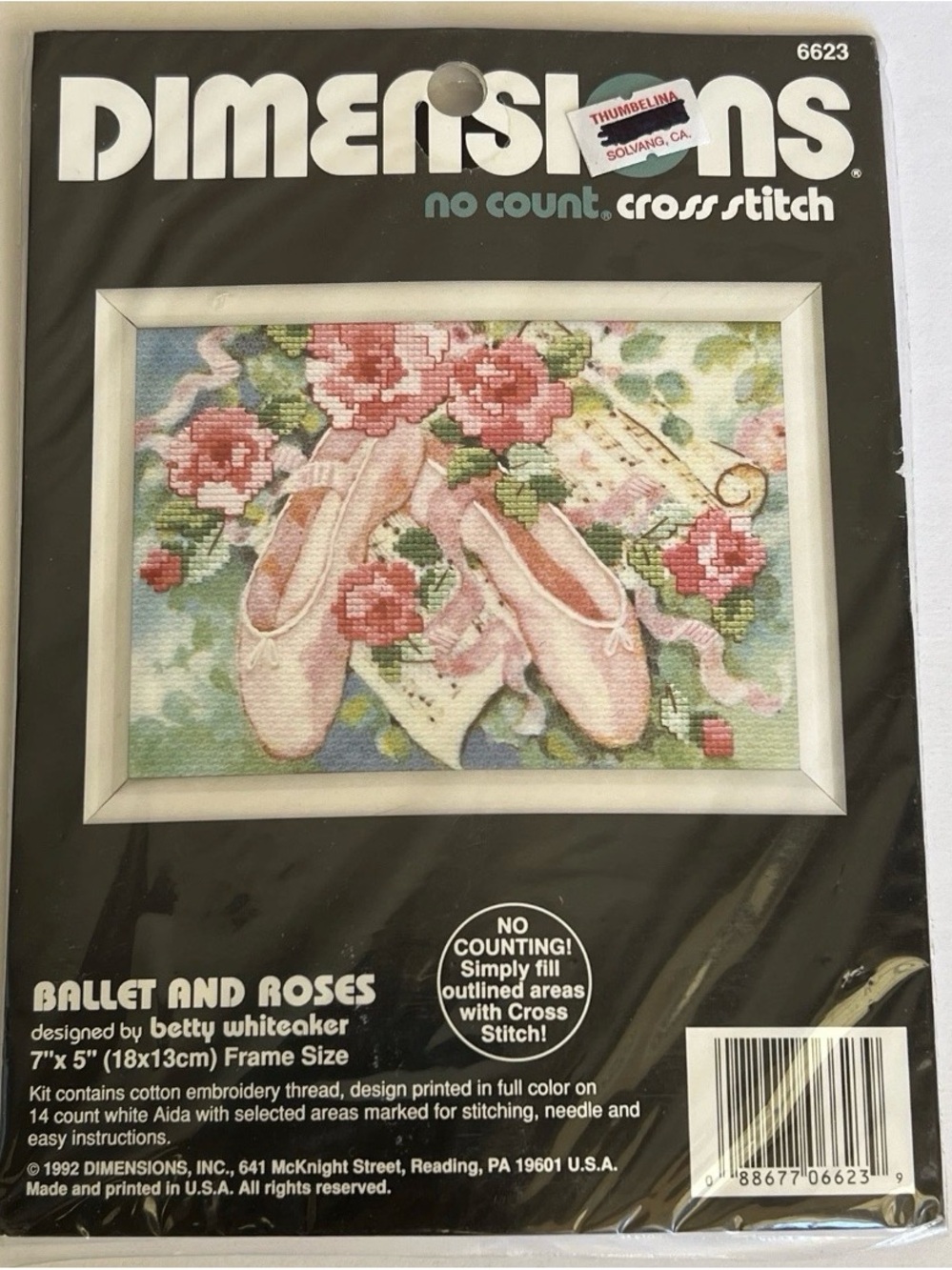 Dimensions BALLET AND ROSES 6623 No Count Cross Stitch KIT 5" x 7"